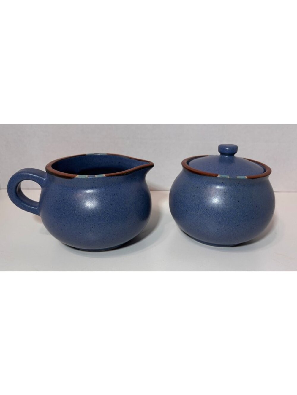 DANSK Mesa Sky Blue Covered Sugar Bowl & Creamer Set Portugal